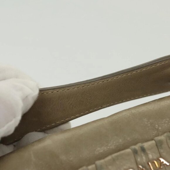 PRADA Chain Shoulder Bag Leather Beige Gold Auth - Picture 5 of 15